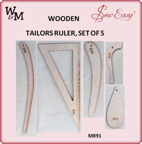 Sew Easy Wooden Tailors Ruler Set Of 5 Wilson And Maclagan