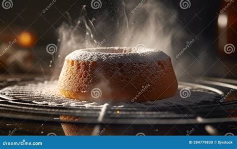 Flame Heats Oven Baking Sweet Dessert Fresh Meal In Kitchen Generated