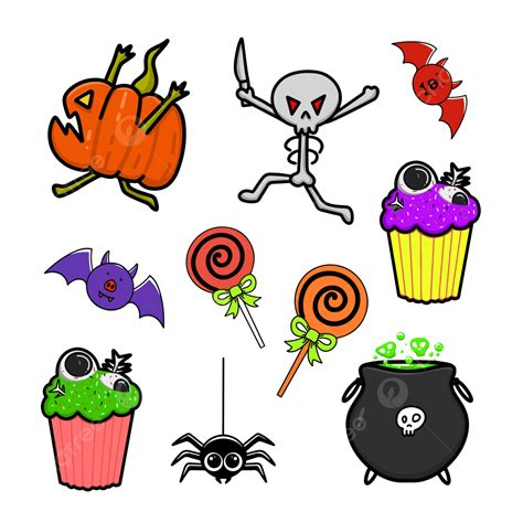 Halloween Sticker Set Vector Halloween Sticker Cute Png And Vector With Transparent