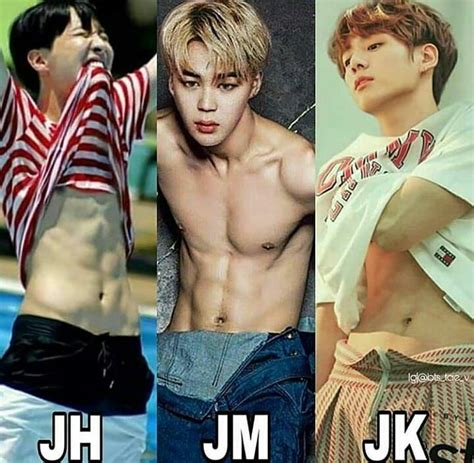 Foto v jin jimin jungkook bts. Who's abs you like more??😻😻 Ma boys💕💕😚😙😉 ° ° ° ° #bts #jimin #jin #suga #jhope #rapmonster #v # ...