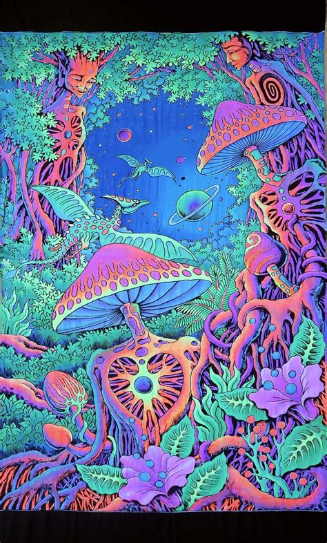 Psychedelic Tapestry Psy Shroom Trippy Wall Art Etsy In Psychedelic Tapestry Trippy