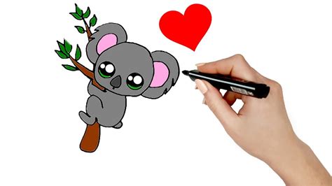 Cómo Dibujar Un Koala Kawaii En Un árbol Fácil Learn To Draw A Cute