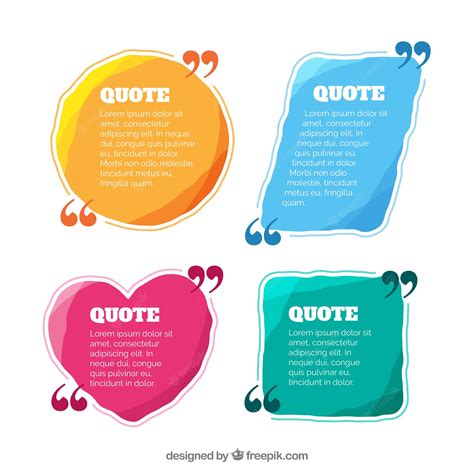 Premium Vector Set Of Colored And Shape Quote Templates