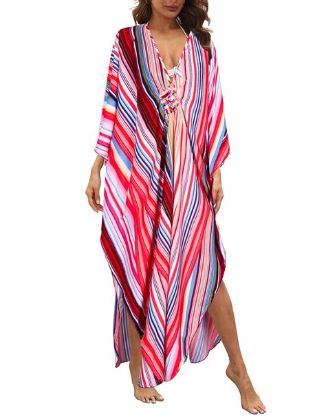 Shermie Swimsuit Coverup For Women Summer Sexy Deep V Neck Side Split Beach Cover Up Colored
