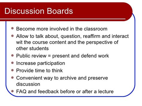Use Of Discussion Boards For Teaching And Learning