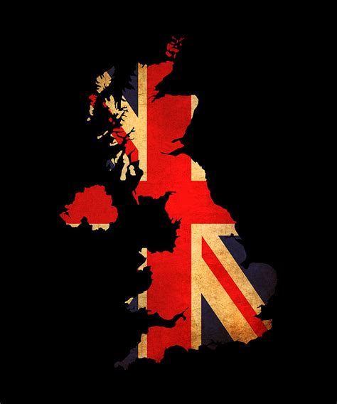 A collection of geography pages, printouts, and activities for students. United Kingdom grunge map outline with flag Photograph by ...