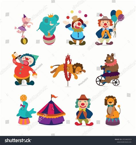 Cute Circus Element Pack Stock Vector Royalty Free 2153422313