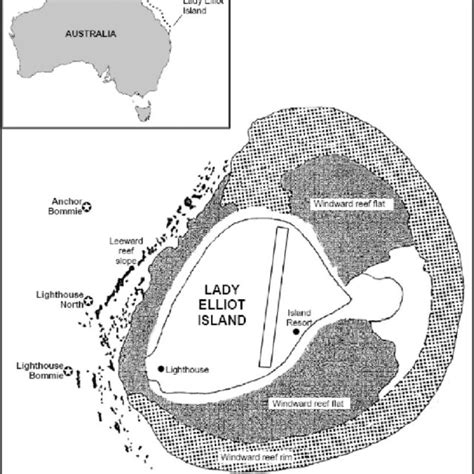 Map Of Lady Elliot Island Situated On The Great Barrier Reef