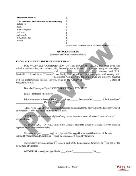 Wisconsin Quitclaim Deed From Husband And Wife To An Individual US