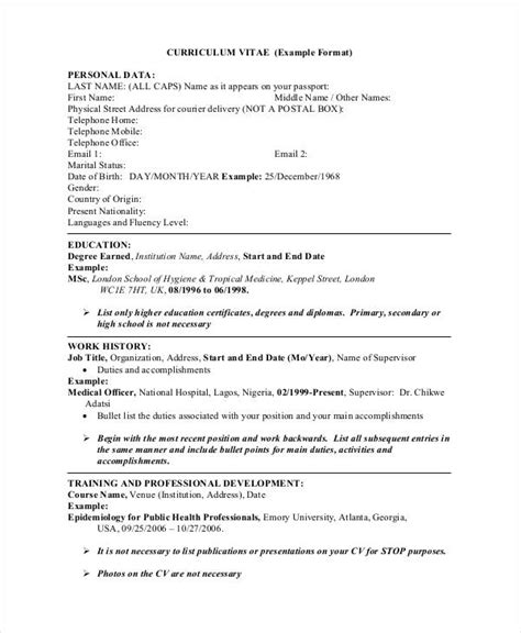Job Application Cv Curriculum Vitae Cv Format Guide With Examples And