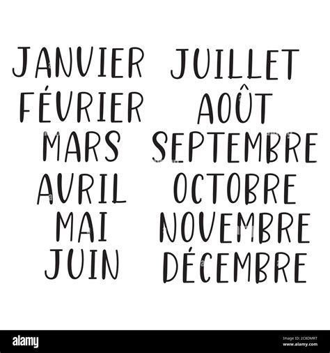 Meses Del Año Con Letras A Mano En Francés Letras Para Calendario