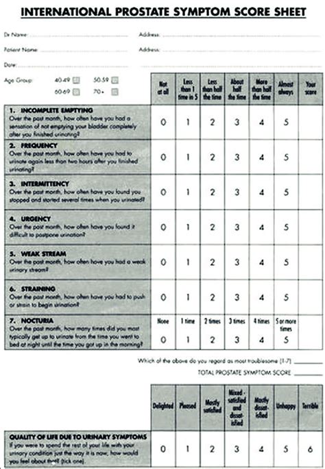 International Prostatic Symptom Score Sheet Download Scientific Diagram