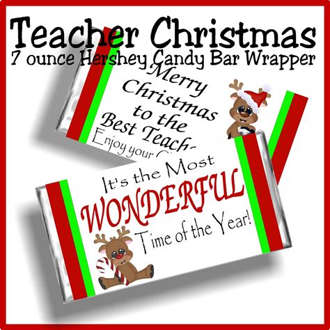 Diy Party Mom Teacher Christmas T Printable Candy Bar Wrapper