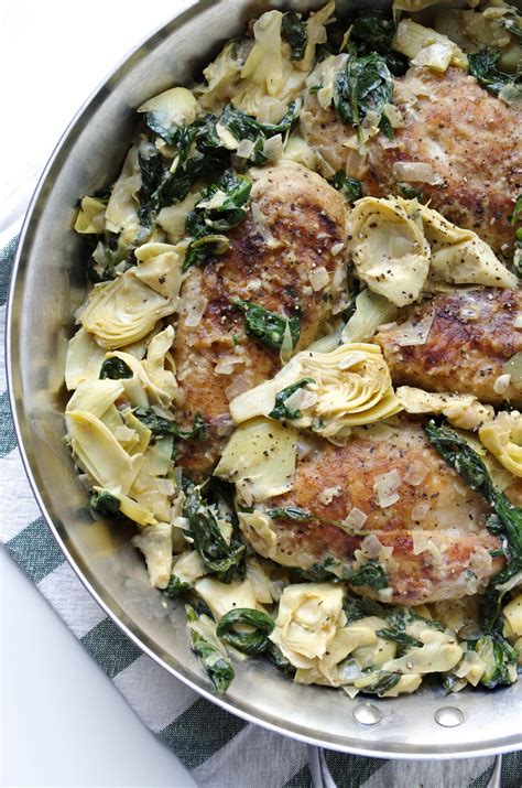 One Pan Creamy Spinach Artichoke Chicken Recipe The Forked Spoon