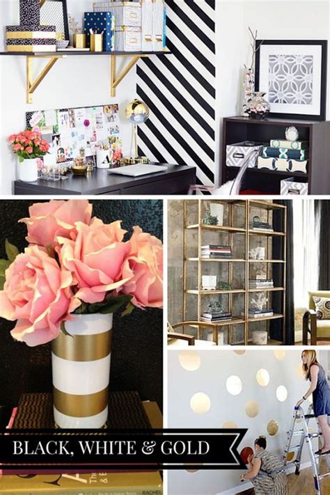 Blog Office Makeover Plans Black White Gold Inspiration