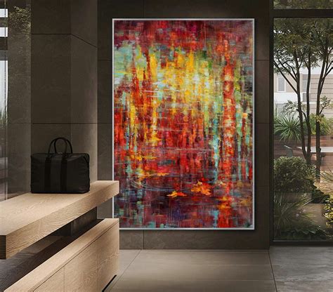 Large Colorful Vertical Modern Contemporary Abstract Wall Art Palette
