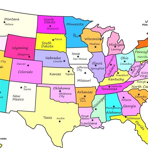 Labeled United States Map Printable