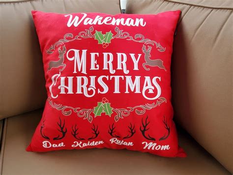 Personalized Christmas Throw Pillow 18x18 Merry Christmas Etsy Canada