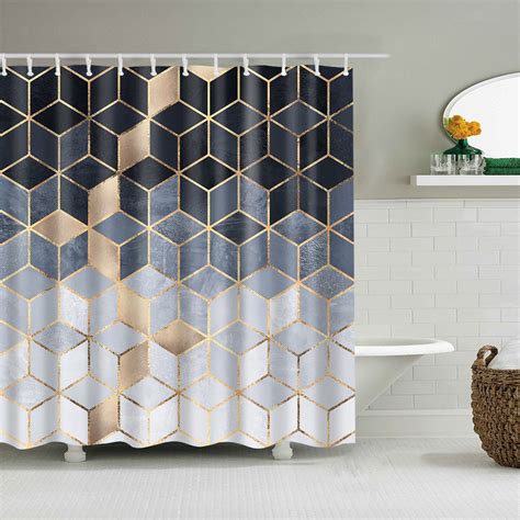 White Geometric Shower Curtain Choose Unique Patterns And Designs