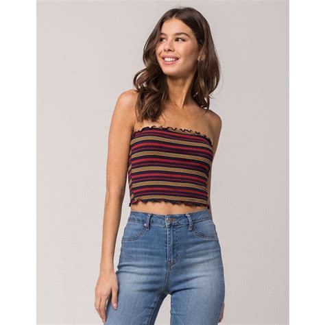 Sky And Sparrow Ribbed Stripe Tube Top 15 Liked On Polyvore