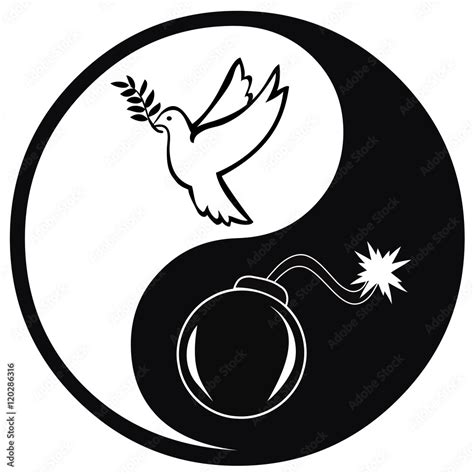 Peace And War Symbol And Concept Sign For Pacifism Versus Warfare