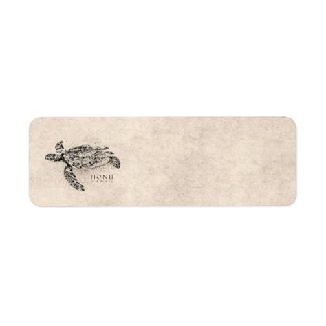 Honu Hawaiian Sea Turtle On Vintage Parchment Label Zazzle