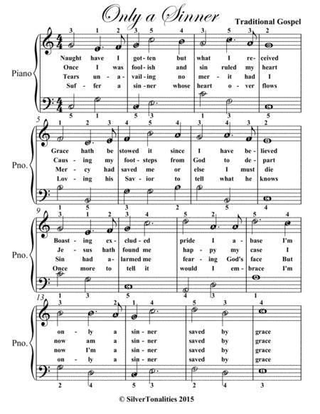 Only A Sinner Traditional Gospel Easy Piano Sheet Music By Traditional