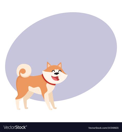 Cute Smiling Akita Inu Dog Character Isolated Vector Image