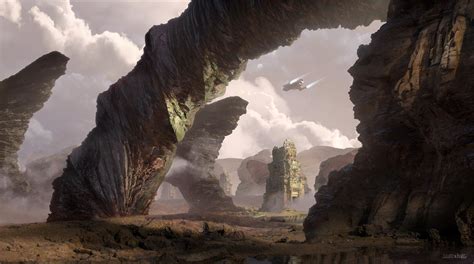 Large Rock Formations On An Alien World By Kamila Szutenberg
