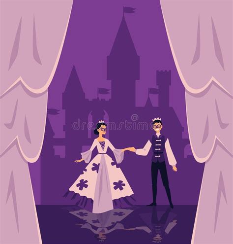 Actors On Theater Stage Vector Illustration Cartoon Character Play Act