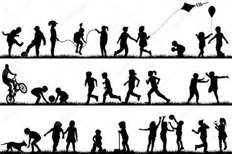 Children Silhouettes Playing Outdoor Premium Vector In Adobe