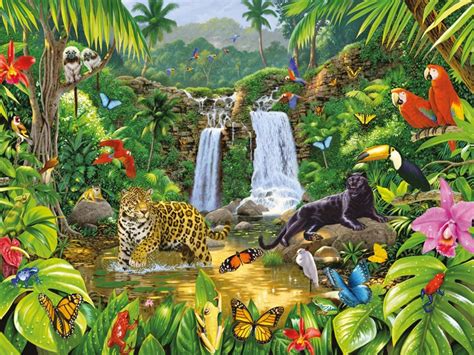 Dibujo Del Bosque Tropical Animal Mural Forest Art Jungle Mural