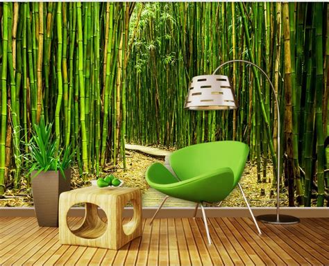 3d Wallpaper For Room Bamboo Forest Small Road Scenery Mural 3d