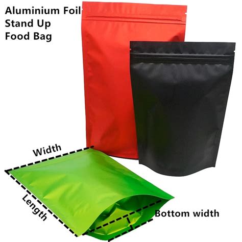 Zipper Reclosable Stand Food Packing Bag 100pcs Colors Aluminium Foil
