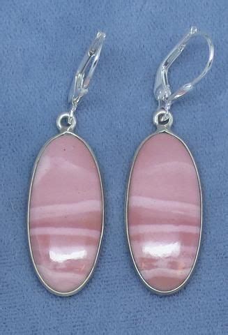 Genuine Natural Australian Pink Opal Earrings Sterling Silver