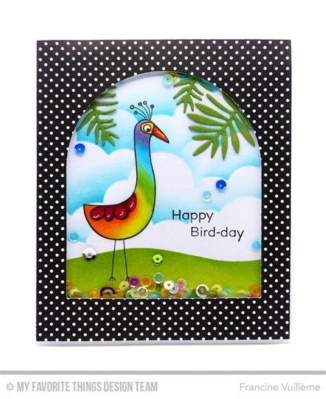 1001 Cartes My Favorite Things Rainbow Bird Shaker Card