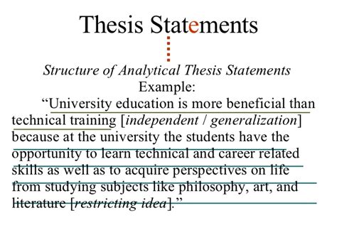The thesis statement will directly answer the main question posed by the essay, for example, if the essay question were 'what is the biggest tourist attraction in france?' the thesis statement might directly reply to this with 'with over 6 million visitors each year, the eiffel tower is clearly the biggest. College thesis examples. College Thesis. 2019-01-30
