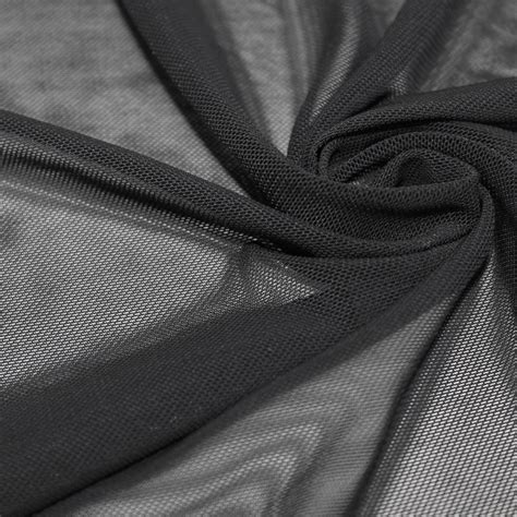 Black Stretch Power Mesh Fabric By The Yard Soft Sheer Drape Etsy