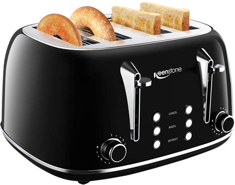 Toasters 4 Slice Keenstone Retro Stainless Steel Bagel Toaster With