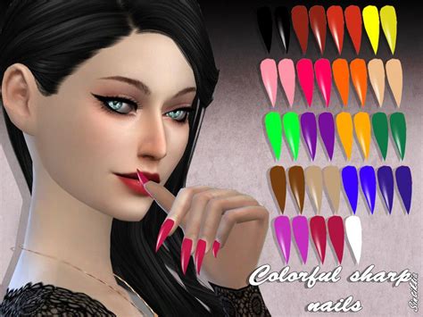Sintikliasims Sintiklia Colorful Sharp Nails Sims 4 Nails Sims 4