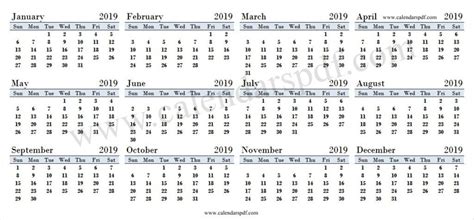 2019 Landscape Calendar Landscape Calendar Yearly Calendar Template