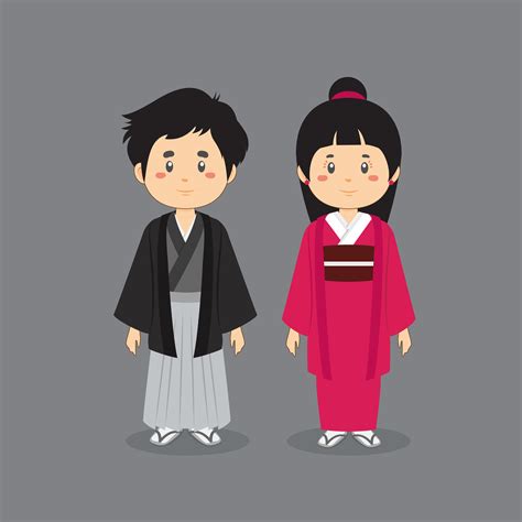Couple Character Japanese Wearing Traditional Kimono 1100168 Vector Art At Vecteezy