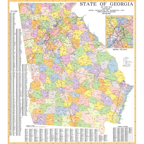 Atlanta Georgia Wall Maps And Zip Code Maps Aero Surveys