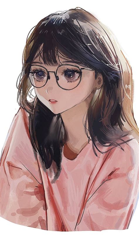 Cute Anime Girl With Glasses Fanart Wallpaper Background Cute Manga