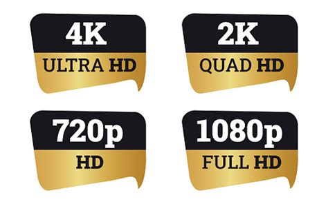 4k Ultrahd 2k Quadhd 1080 Fullhd And 720 Hd Dimensions Of Video Stock