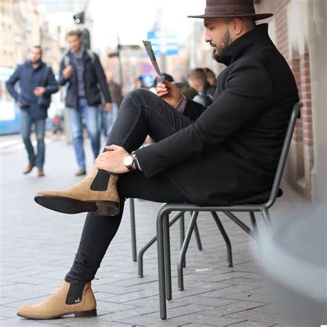 Mens handmade boots beige chelsea suede leather crepe sole formal wear shoes new. Serfan Chelsea Boot Men Suede Beige Black