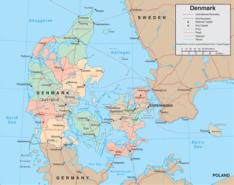 Located north of its only land neighbour, germany, southwest of sweden, and south of norway, it is located at 56° n 10° e in northern europe. Denmark Map - TravelsFinders.Com
