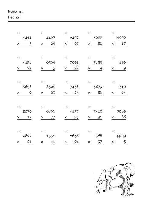 Hojas De Ejercicios De Multiplicaciones Para Imprimir Matemáticas
