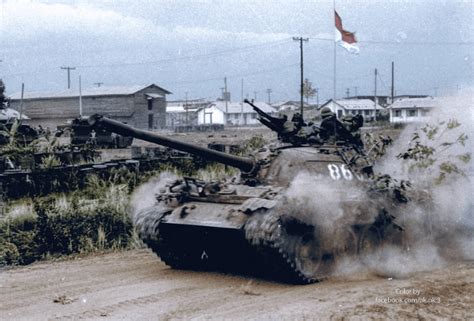 A T 54 Of The Vietnam People Army Speeding Through A South Vietnamese