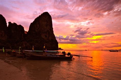 Thailand Sunset Sunset Over Railay West Beach In Krabi Th